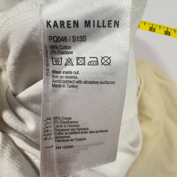 Karen Millen Biker Moto Jeans 12 (35x29) White Slim Zip Pockets Seam‎ Detailing - Picture 13 of 13